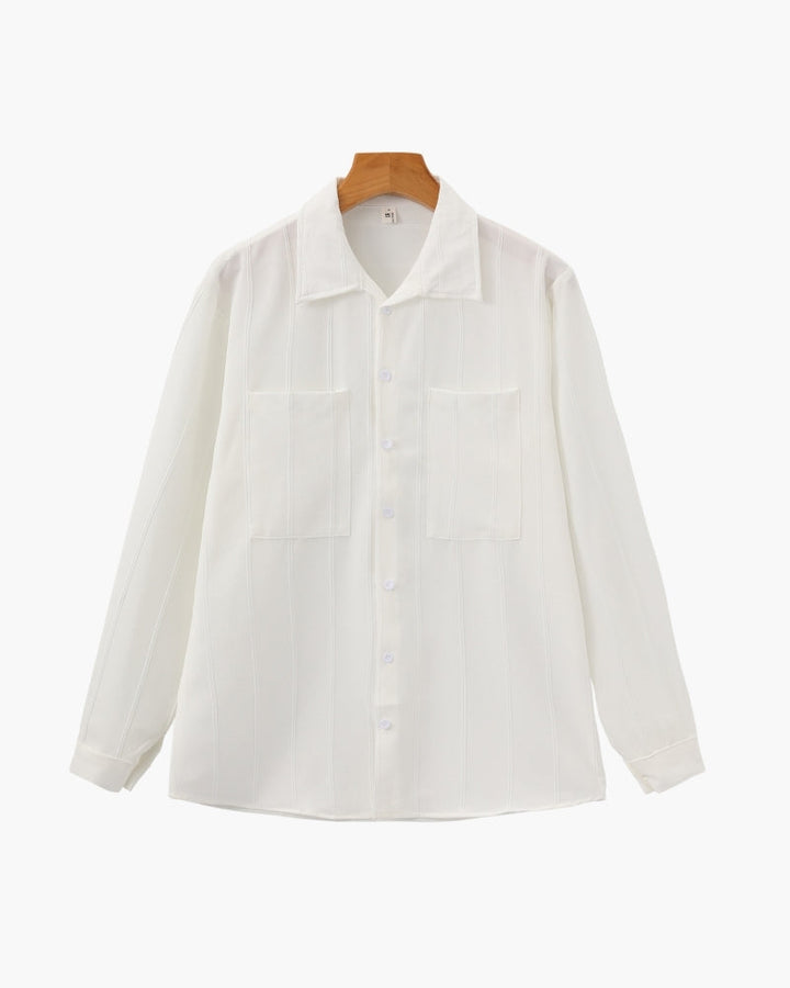 Men's Long Sleeve Ribbed Collar Shirt