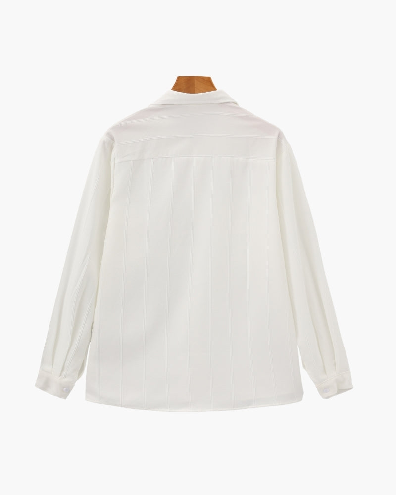 Men's Long Sleeve Ribbed Collar Shirt