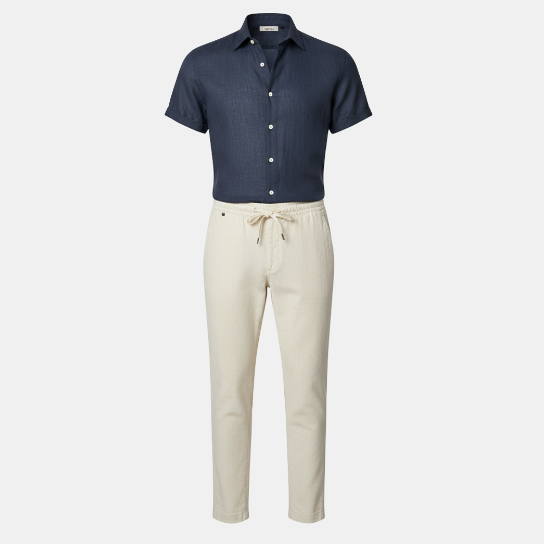 Cotton And Linen Short Sleeve Suit Men