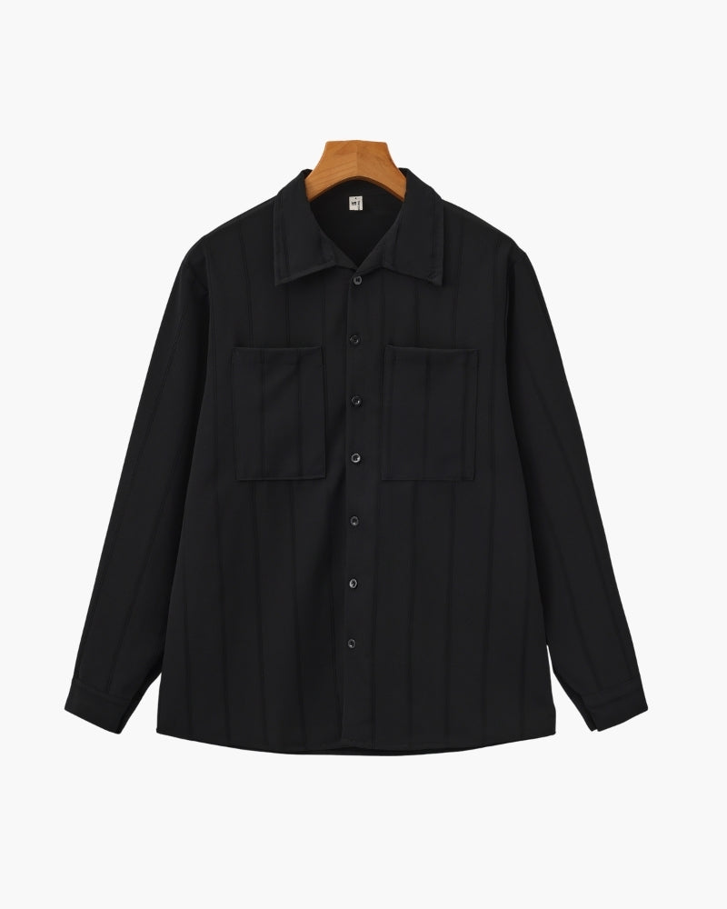 Men's Long Sleeve Ribbed Collar Shirt