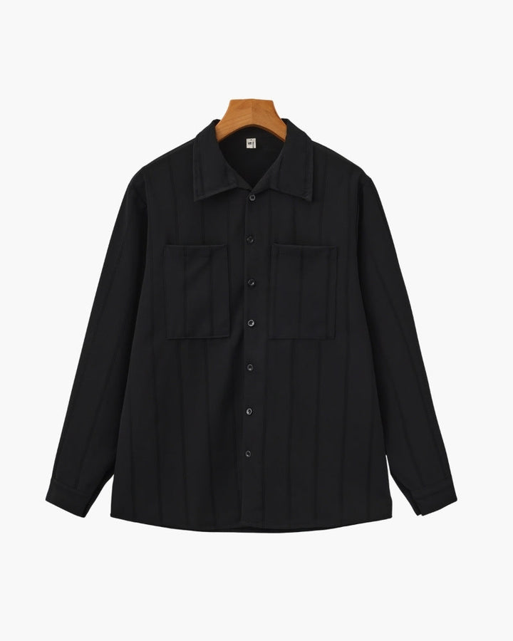 Men's Long Sleeve Ribbed Collar Shirt