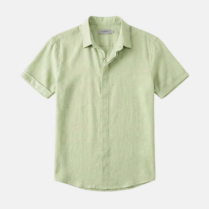 Linen Short Sleeve Summer Casual Polo Shirt Men