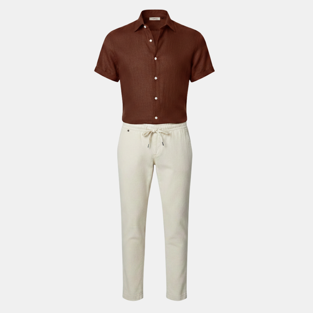 Cotton And Linen Short Sleeve Suit Men