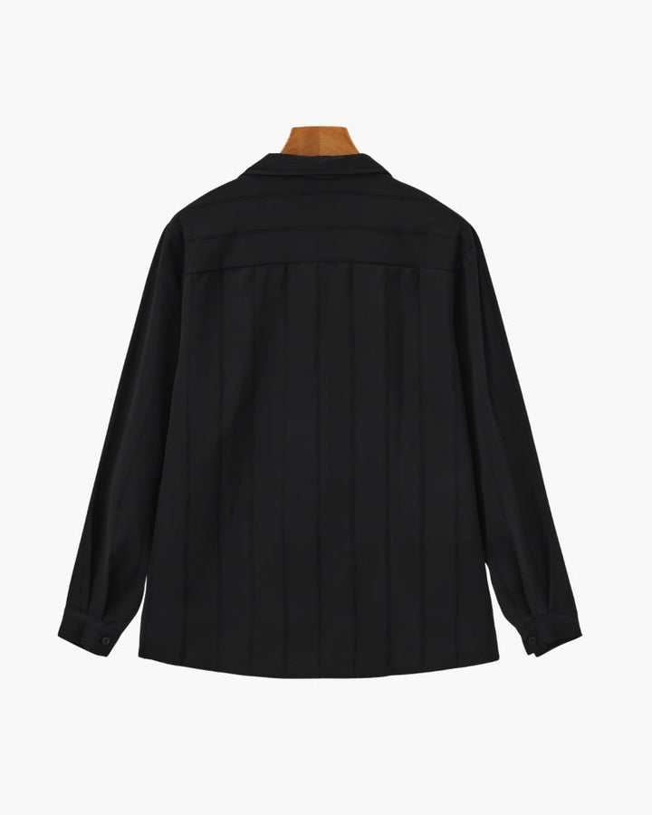 Men's Long Sleeve Ribbed Collar Shirt