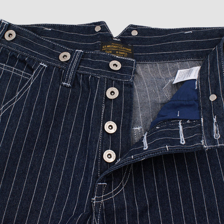 MV Wide-Leg Striped Railway Jeans Pants
