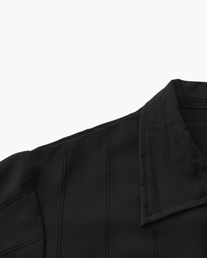 Men's Long Sleeve Ribbed Collar Shirt