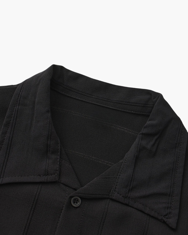 Men's Long Sleeve Ribbed Collar Shirt