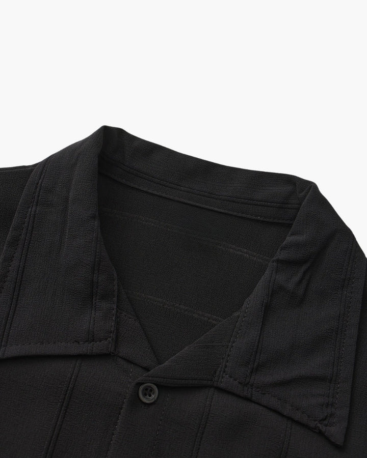 Men's Long Sleeve Ribbed Collar Shirt