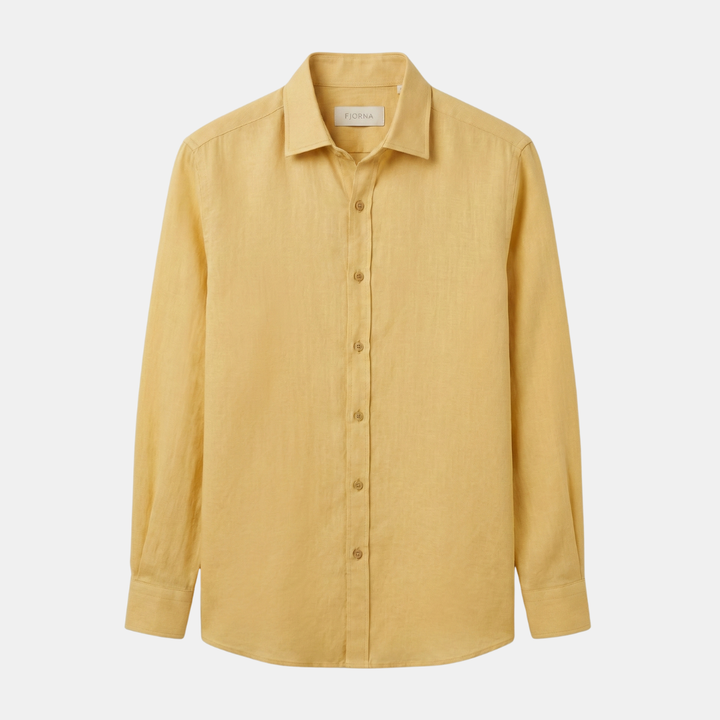 Linen Long Sleeve Button-Up Smart Casual Shirt Men