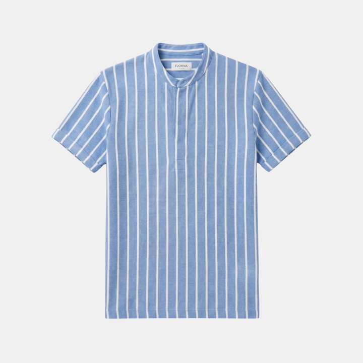 Striped Print Short Sleeve Collar Shirt