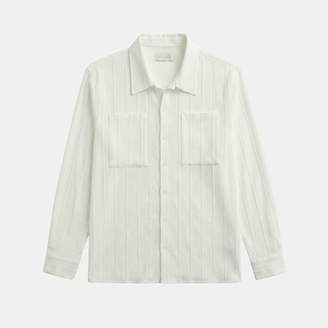 Men's Long Sleeve Ribbed Collar Shirt