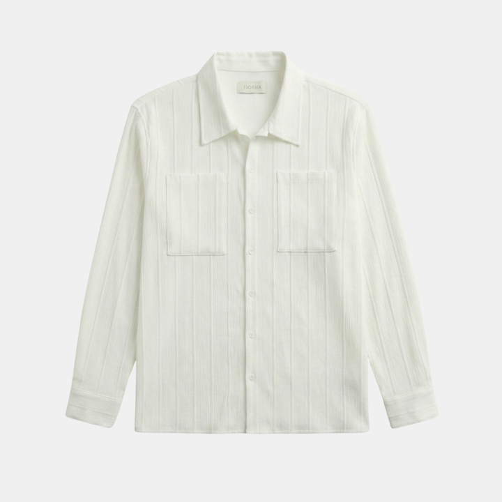 Men's Long Sleeve Ribbed Collar Shirt