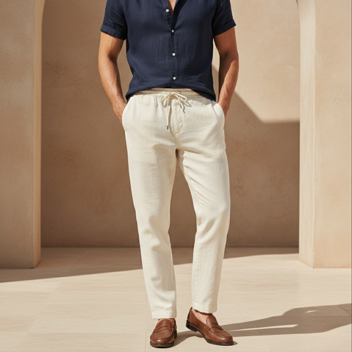 Cotton And Linen Short Sleeve Suit Men
