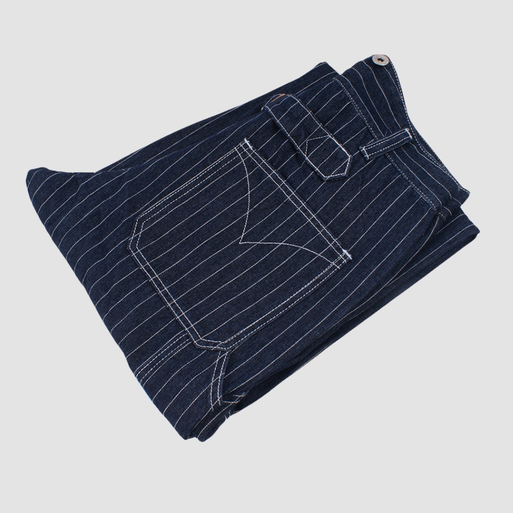 MV Wide-Leg Striped Railway Jeans Pants