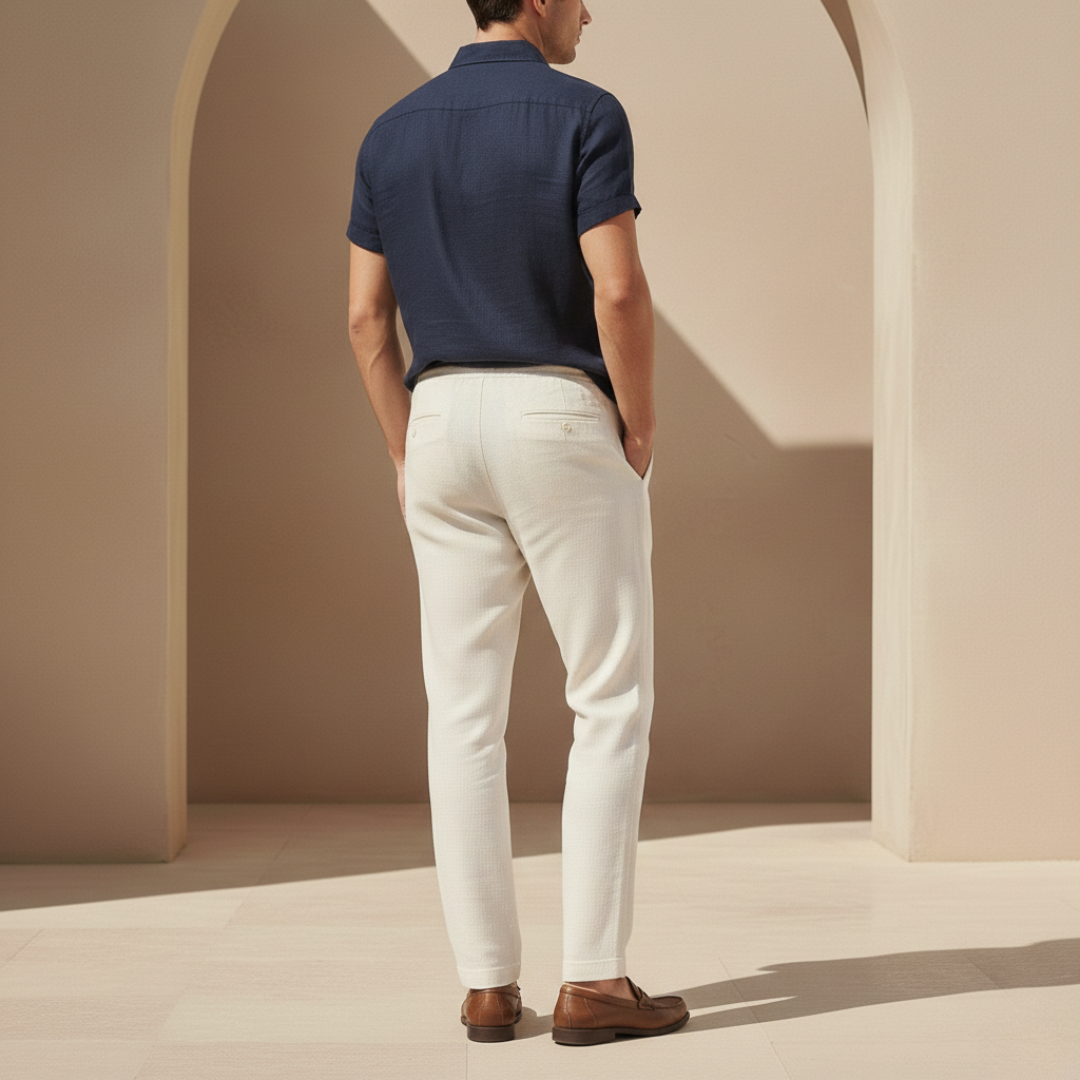 Cotton And Linen Short Sleeve Suit Men