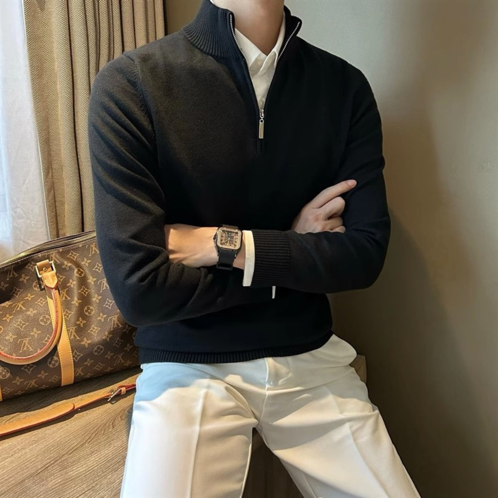 MV Half-Turtleneck Zipper Knitted Sweater