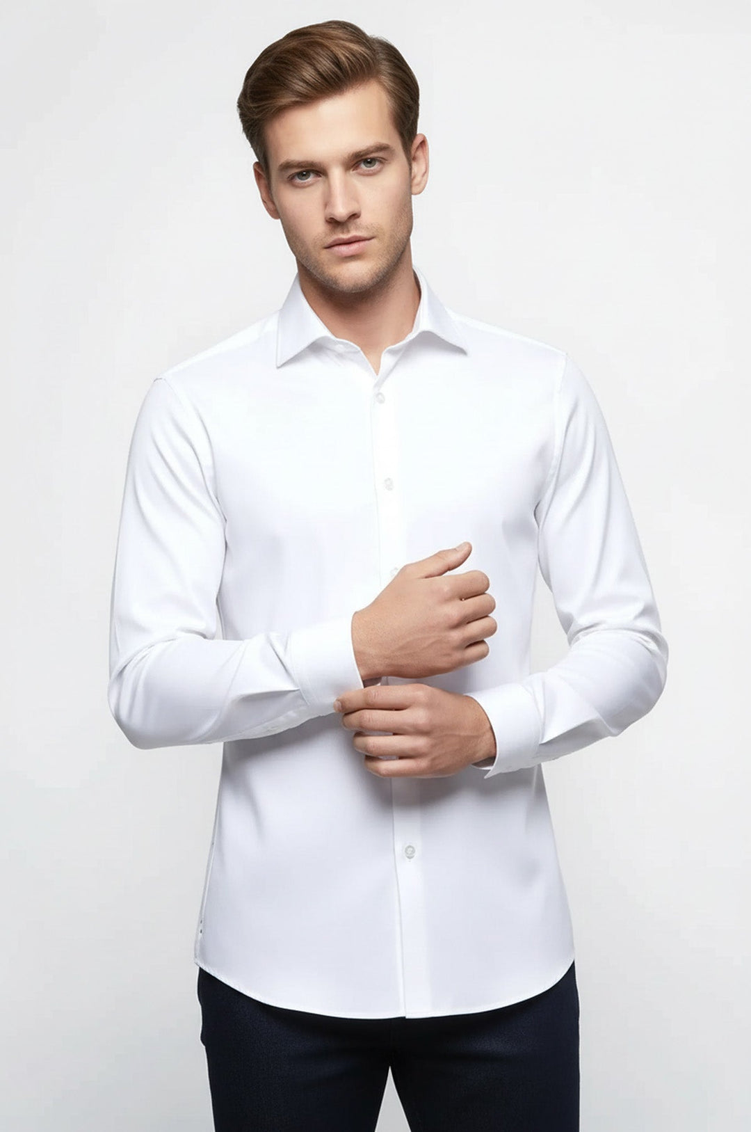 Cotton Slim Fit Long Sleeve Formal Shirt Men