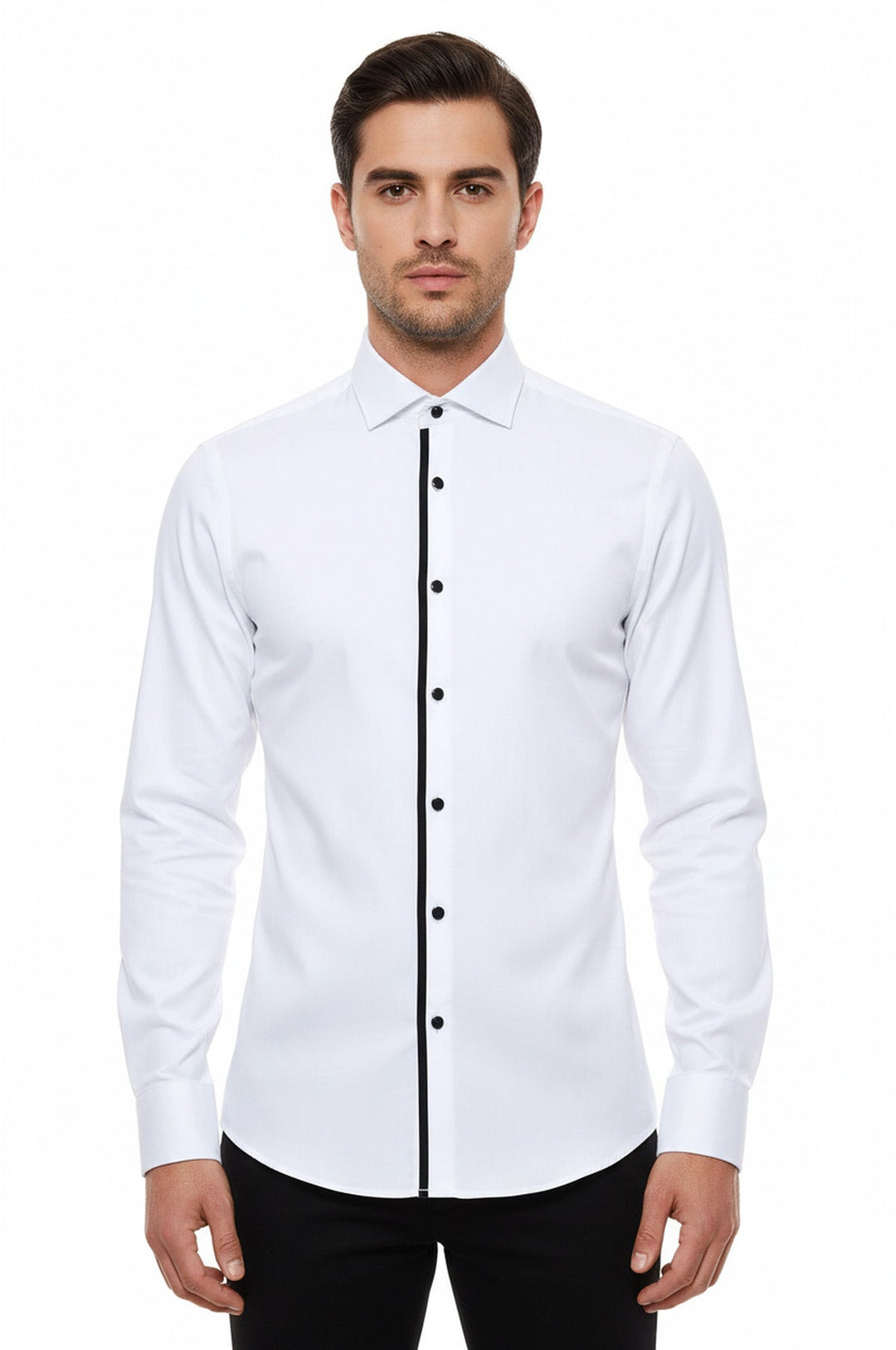 Buttons Long Sleeve Formal Tuxedo Shirt Men