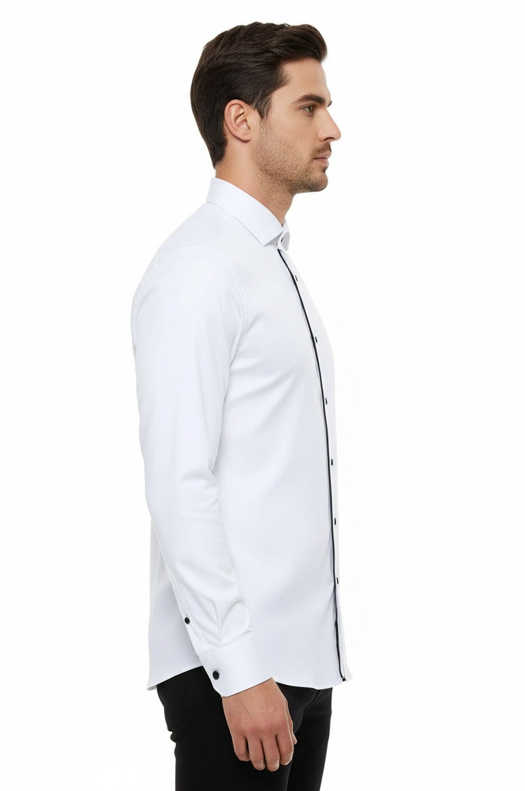 Buttons Long Sleeve Formal Tuxedo Shirt Men
