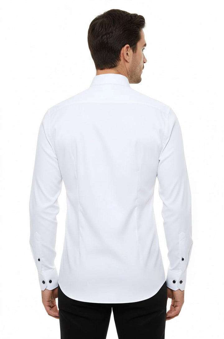 Buttons Long Sleeve Formal Tuxedo Shirt Men