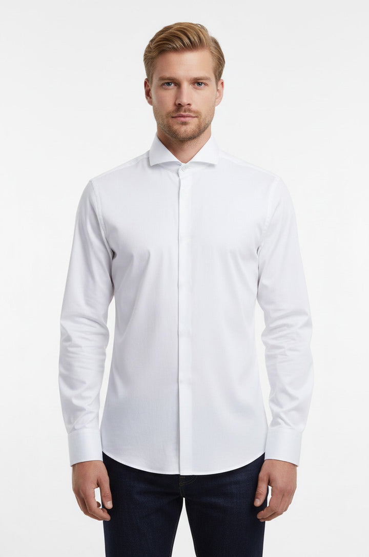 Stand Collar Cotton Formal Wedding Tuxedo Shirt Men
