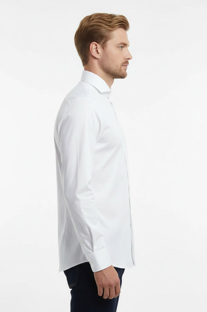 Stand Collar Cotton Formal Wedding Tuxedo Shirt Men