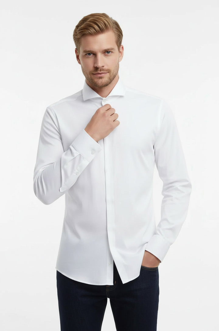 Stand Collar Cotton Formal Wedding Tuxedo Shirt Men