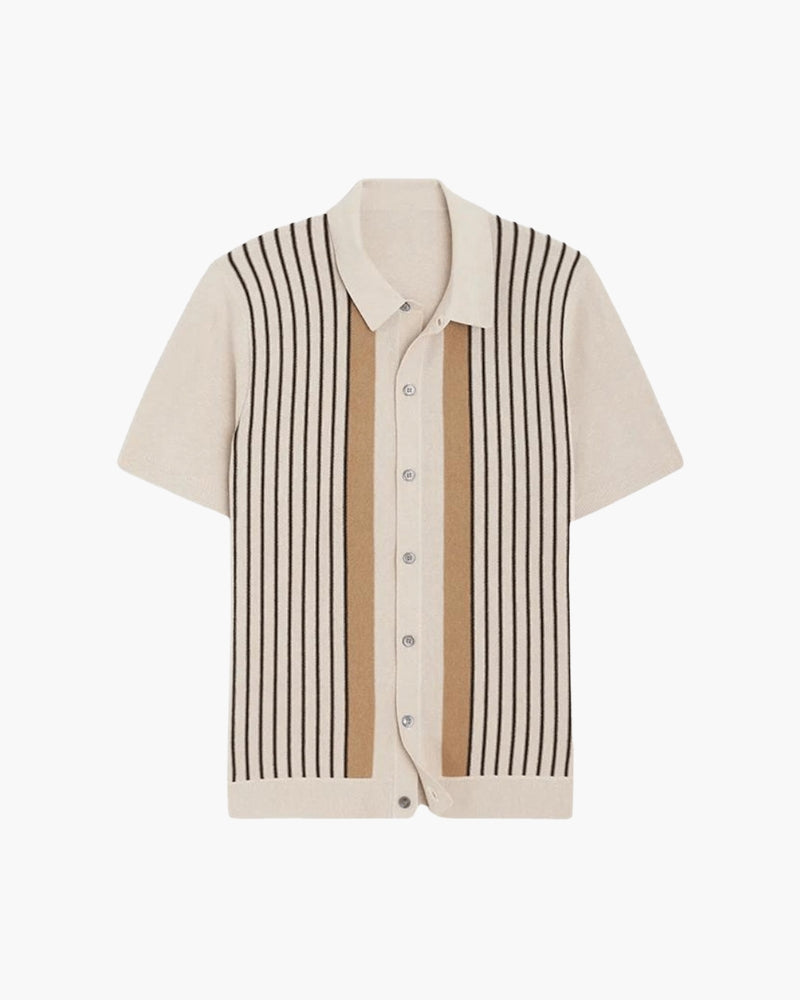 Men Striped Short Sleeve Knitted Polo