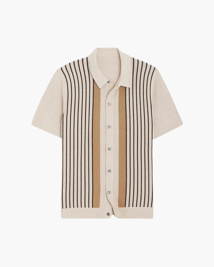 Men Striped Short Sleeve Knitted Polo