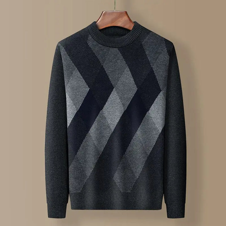 Evan™ | Plaid Knit Round Neck Sweater