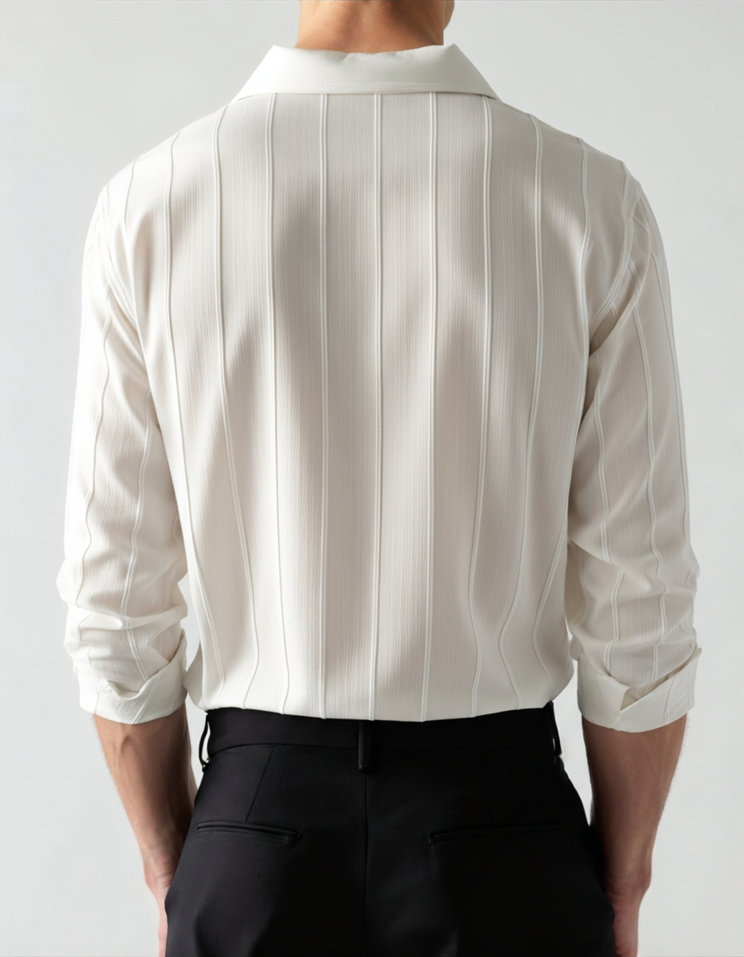 Men's Long Sleeve Ribbed Collar Shirt