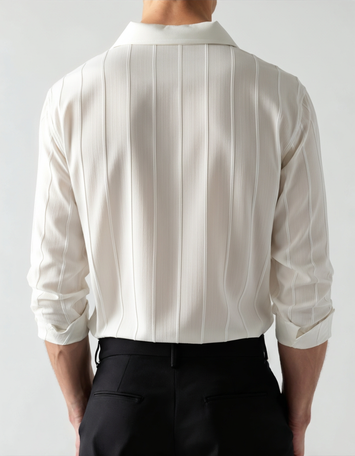 Men's Long Sleeve Ribbed Collar Shirt