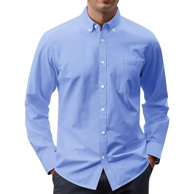 Long Sleeve Formal Wrinkle Free Slim Fit Shirt Men