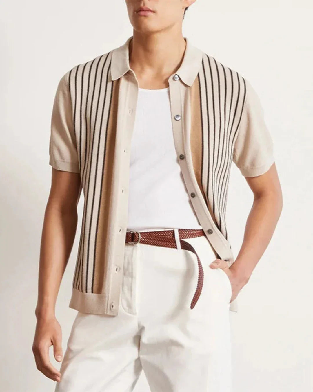 Stripes Short-sleeved Polo Shirt Men