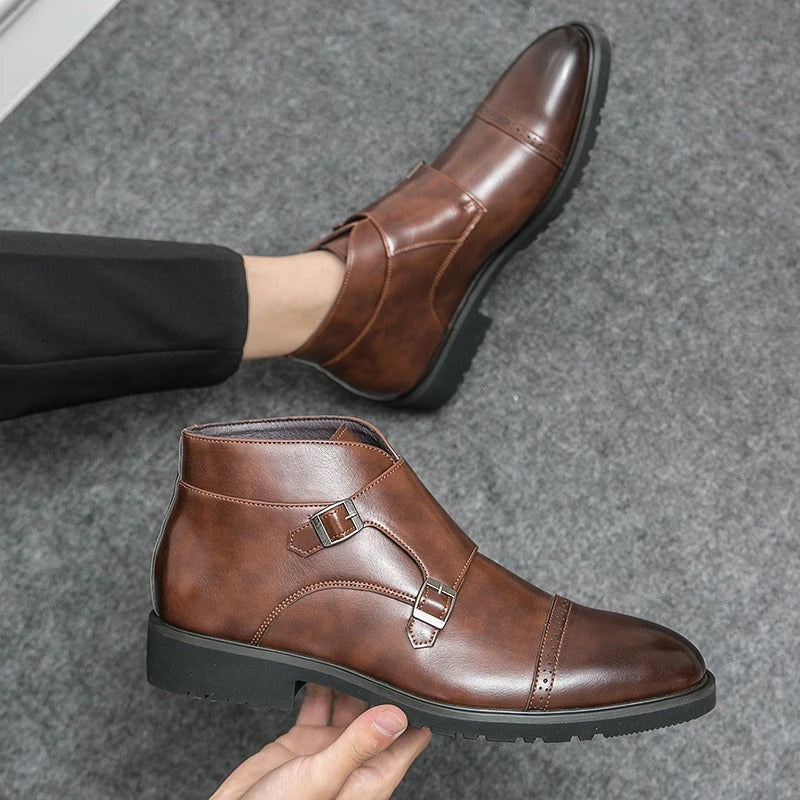 Parker | Double Buckle Synthetic Leather Boots
