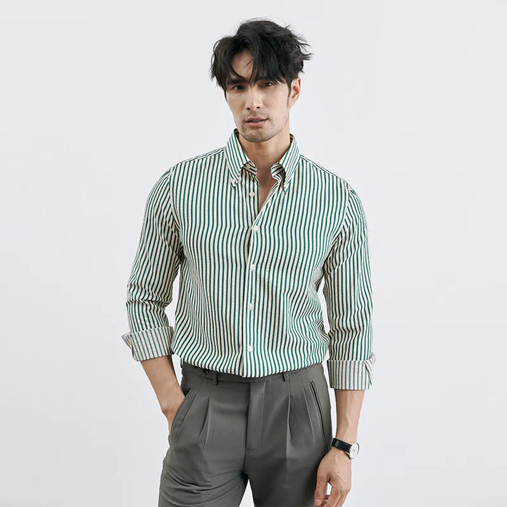 Striped Long Sleeve Smart Casual Button Down Shirt Men