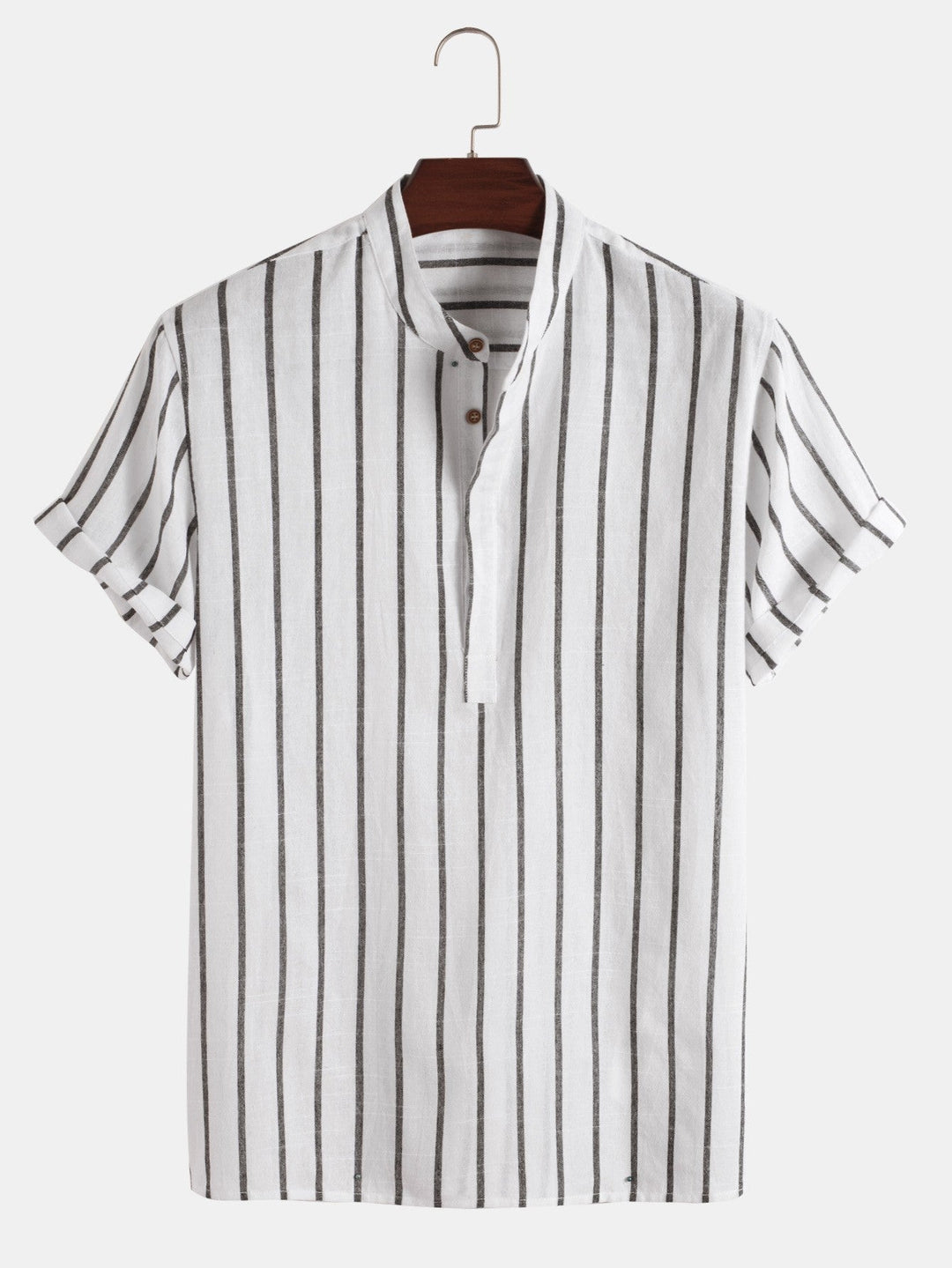 Striped Print Short Sleeve Collar Shirt